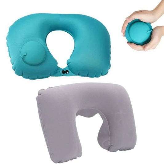 Press on Inflatable Pillow to Relax Neck Travel U - shaped Pillow Foldable and Portable with Leak Proof Device Ordinary U - shaped - FashionTech