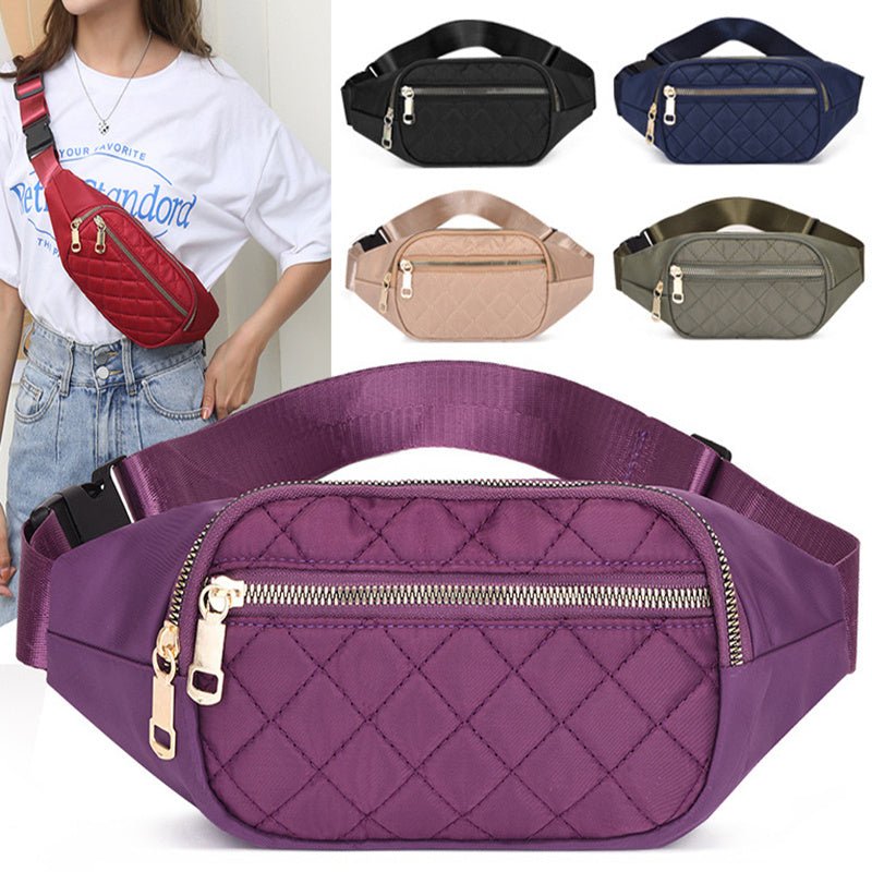 Rhombus Fanny Packs For Women Crossbody Waist Bags For Sports Hiking Cycling Running - FashionTech