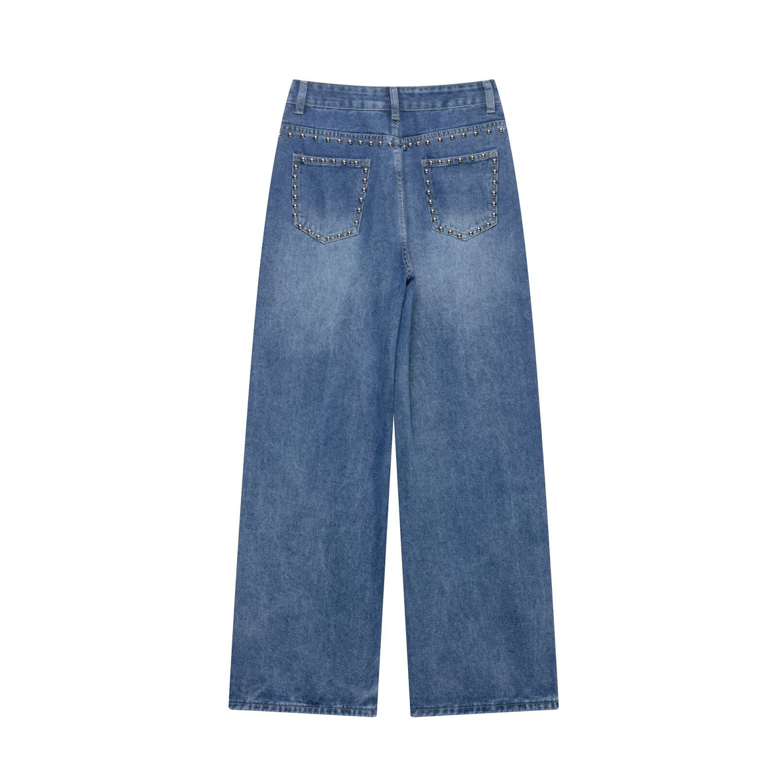 Rivet trimmed long straight leg jeans for women - Tech Tready