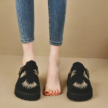 Round Toe Platform Loafers - FashionTech