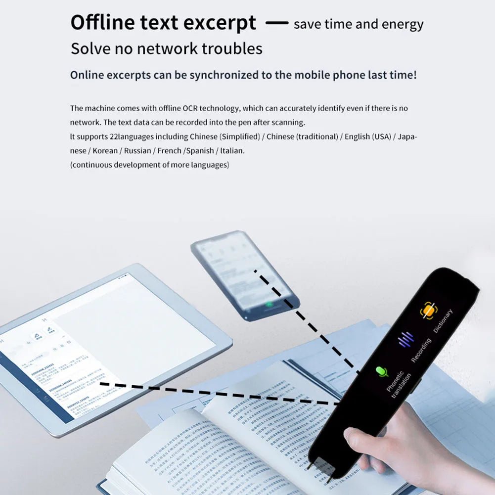 Smart AI Scan Reader Portable Voice Translator Scanner Pen WIFI AI Voice Languages Translator For Dyslexia Autism - FashionTech