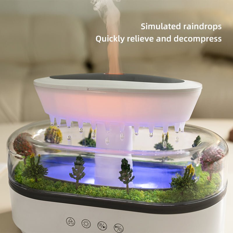 Smart Cool Mist Raindrop Air Humidifier for Garden Landscape Christmas Tree White Noise Oil Aroma Diffuser Portable - FashionTech