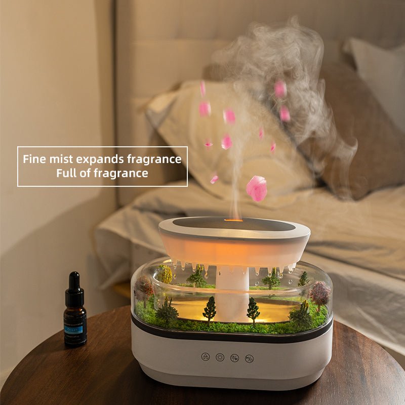 Smart Cool Mist Raindrop Air Humidifier for Garden Landscape Christmas Tree White Noise Oil Aroma Diffuser Portable - FashionTech