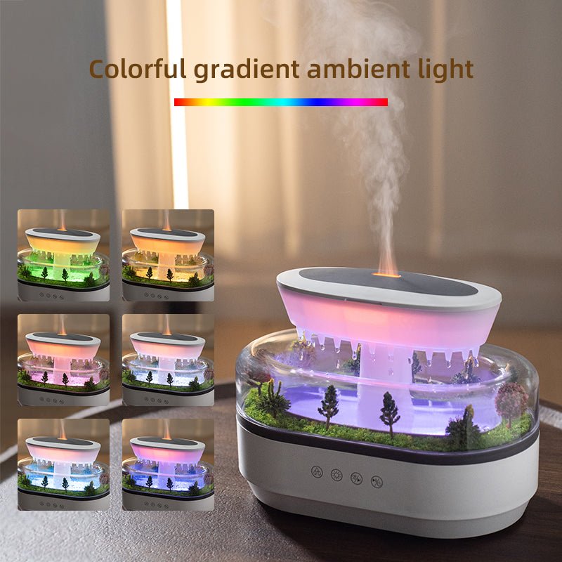 Smart Cool Mist Raindrop Air Humidifier for Garden Landscape Christmas Tree White Noise Oil Aroma Diffuser Portable - FashionTech