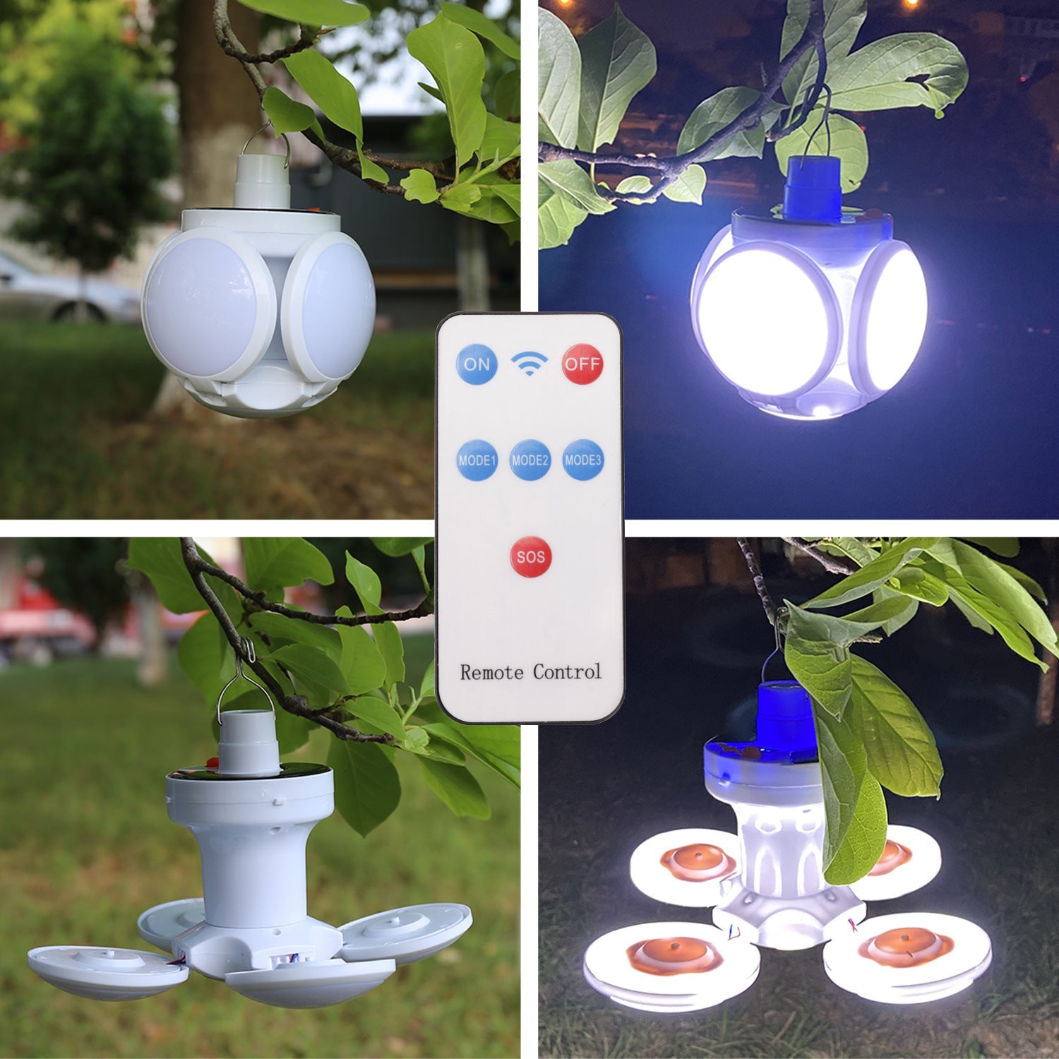 Solar LED Torch USB Rechargeable Night Light Outdoor Camping Lamp Emergency Lights Portable Searchlights - FashionTech