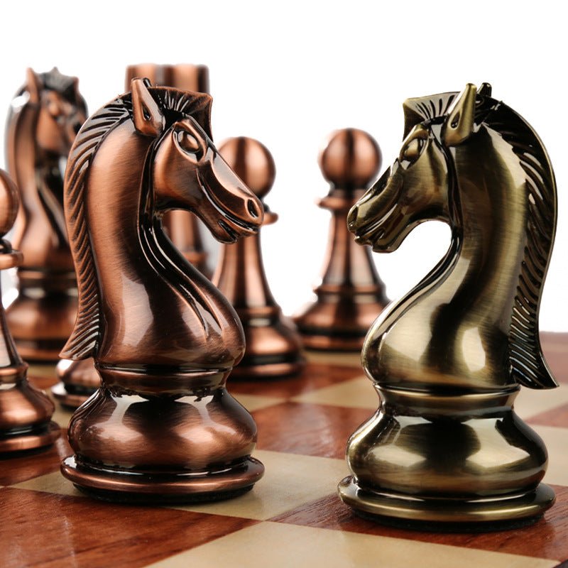 Solid wood folding chessboard oversized chess pieces Western chess - FashionTech