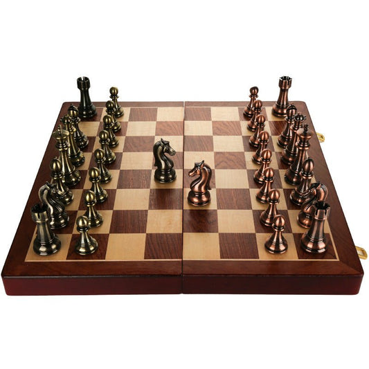 Solid wood folding chessboard oversized chess pieces Western chess - FashionTech