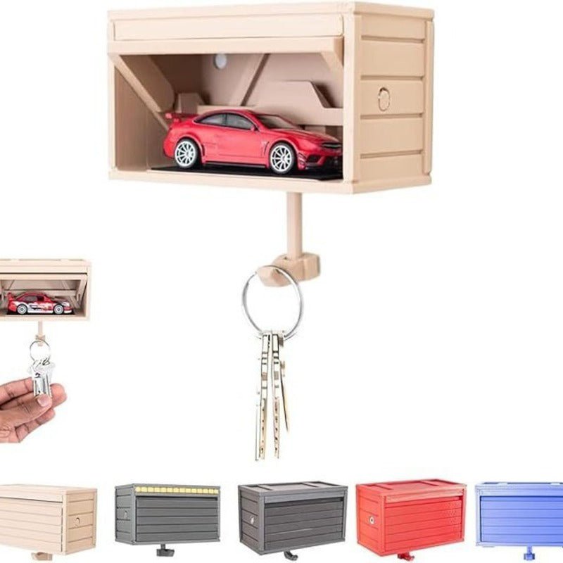 Space - saving wall wooden key holder, home key rack, garage - shaped clothes hook with opening door for hallway - Tech Tready