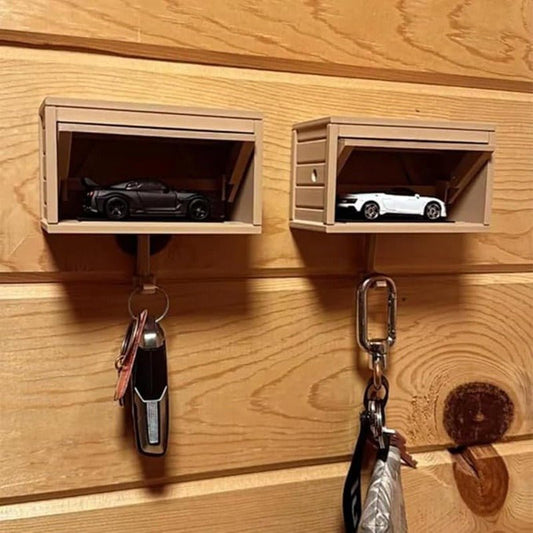 Space - saving wall wooden key holder, home key rack, garage - shaped clothes hook with opening door for hallway - Tech Tready
