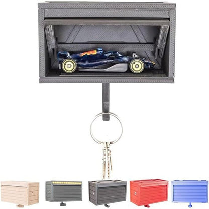 Space - saving wall wooden key holder, home key rack, garage - shaped clothes hook with opening door for hallway - Tech Tready