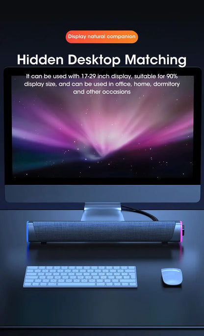 Speaker Bar Stereo Sound Subwoofer Bluetooth Speaker For Macbook Laptop Notebook PC Music Player Wired Loudspeaker - FashionTech