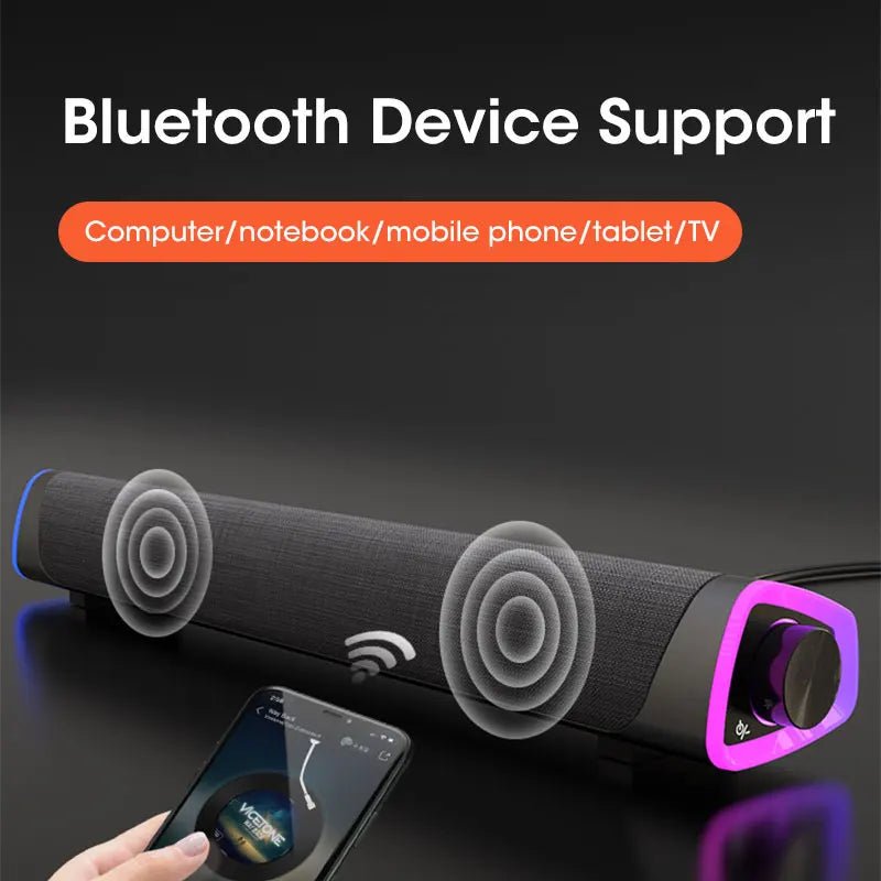 Speaker Bar Stereo Sound Subwoofer Bluetooth Speaker For Macbook Laptop Notebook PC Music Player Wired Loudspeaker - FashionTech