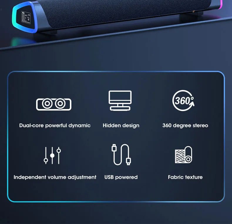 Speaker Bar Stereo Sound Subwoofer Bluetooth Speaker For Macbook Laptop Notebook PC Music Player Wired Loudspeaker - FashionTech