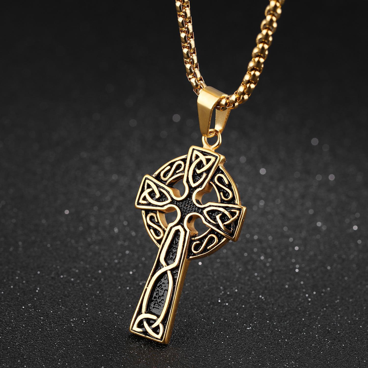 Spiral Cross Pearl Chain Necklace Titanium Steel Retro Pendant - FashionTech
