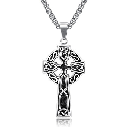 Spiral Cross Pearl Chain Necklace Titanium Steel Retro Pendant - FashionTech