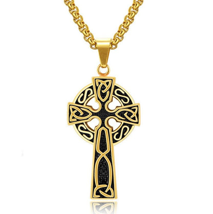 Spiral Cross Pearl Chain Necklace Titanium Steel Retro Pendant - FashionTech