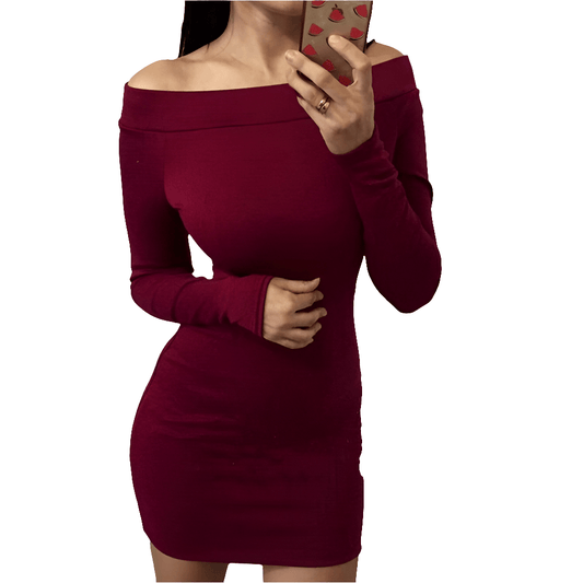 Spring new nightclub sexy dresses word collar strapless sexy bag hip dress - FashionTech