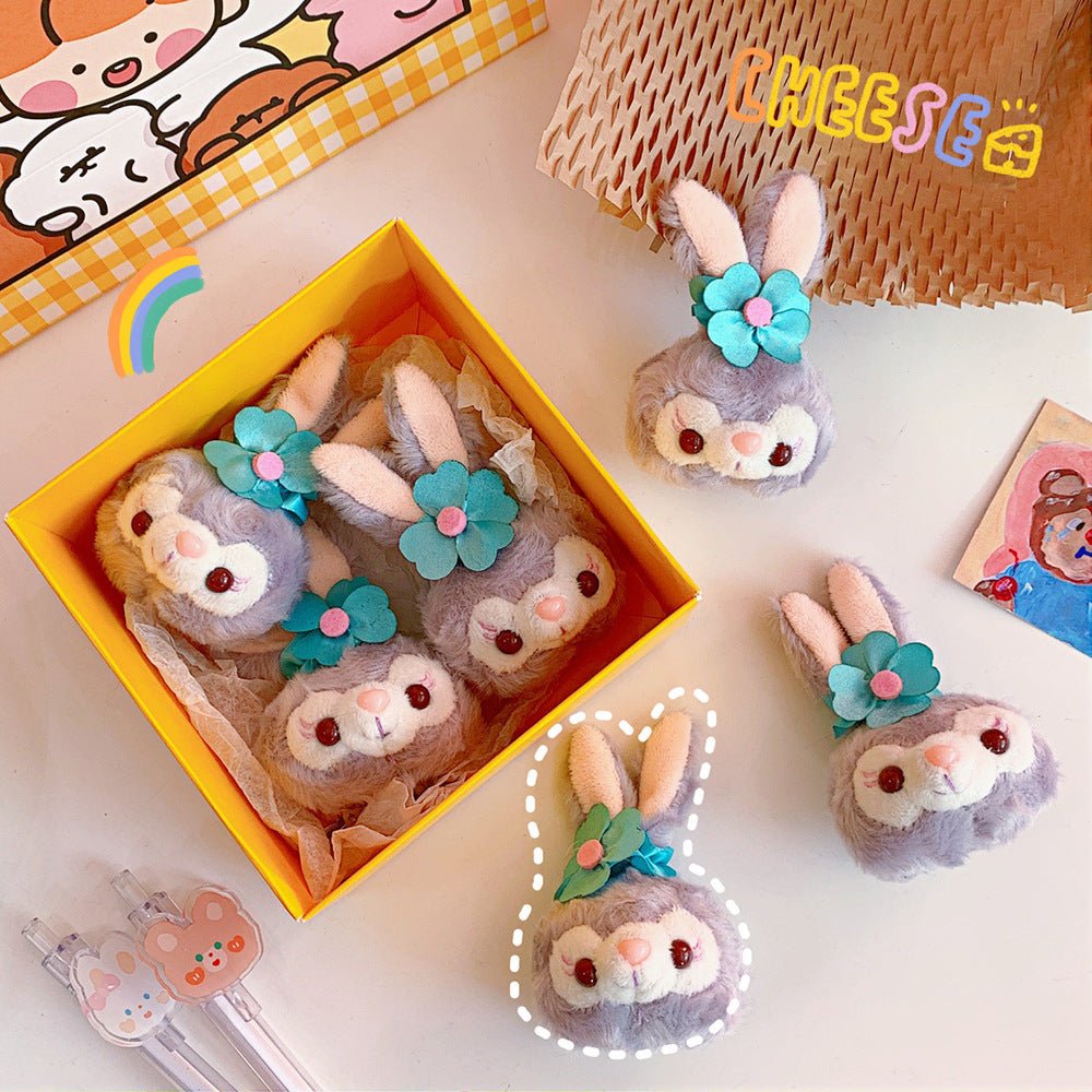 Style Girl Cartoon Mini Bunny Brooch Plush Cute Soft Cute Badge Pin Bag - FashionTech