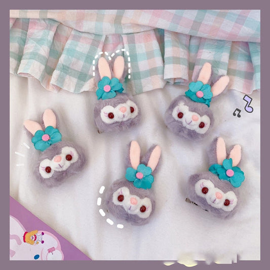 Style Girl Cartoon Mini Bunny Brooch Plush Cute Soft Cute Badge Pin Bag - FashionTech