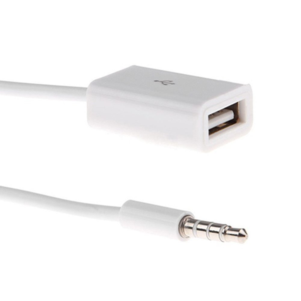Stylish White 3.5mm Male AUX Audio Plug Jack To USB 2.0 Fema - Tech Tready