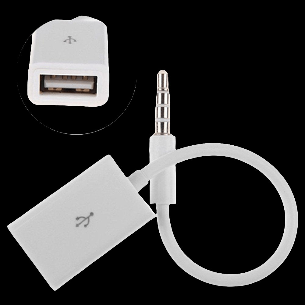 Stylish White 3.5mm Male AUX Audio Plug Jack To USB 2.0 Fema - Tech Tready
