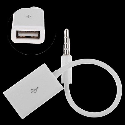 Stylish White 3.5mm Male AUX Audio Plug Jack To USB 2.0 Fema - Tech Tready