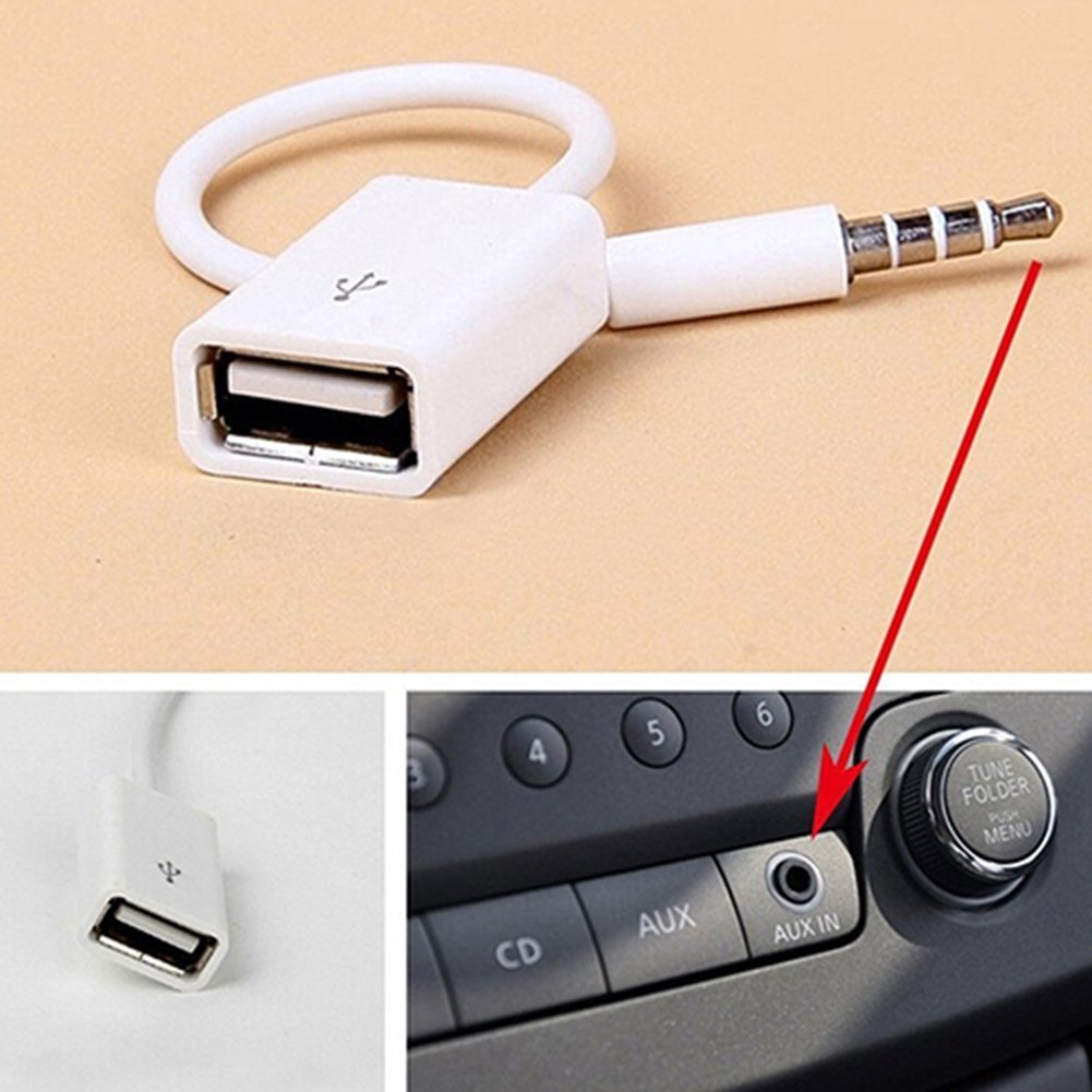 Stylish White 3.5mm Male AUX Audio Plug Jack To USB 2.0 Fema - Tech Tready