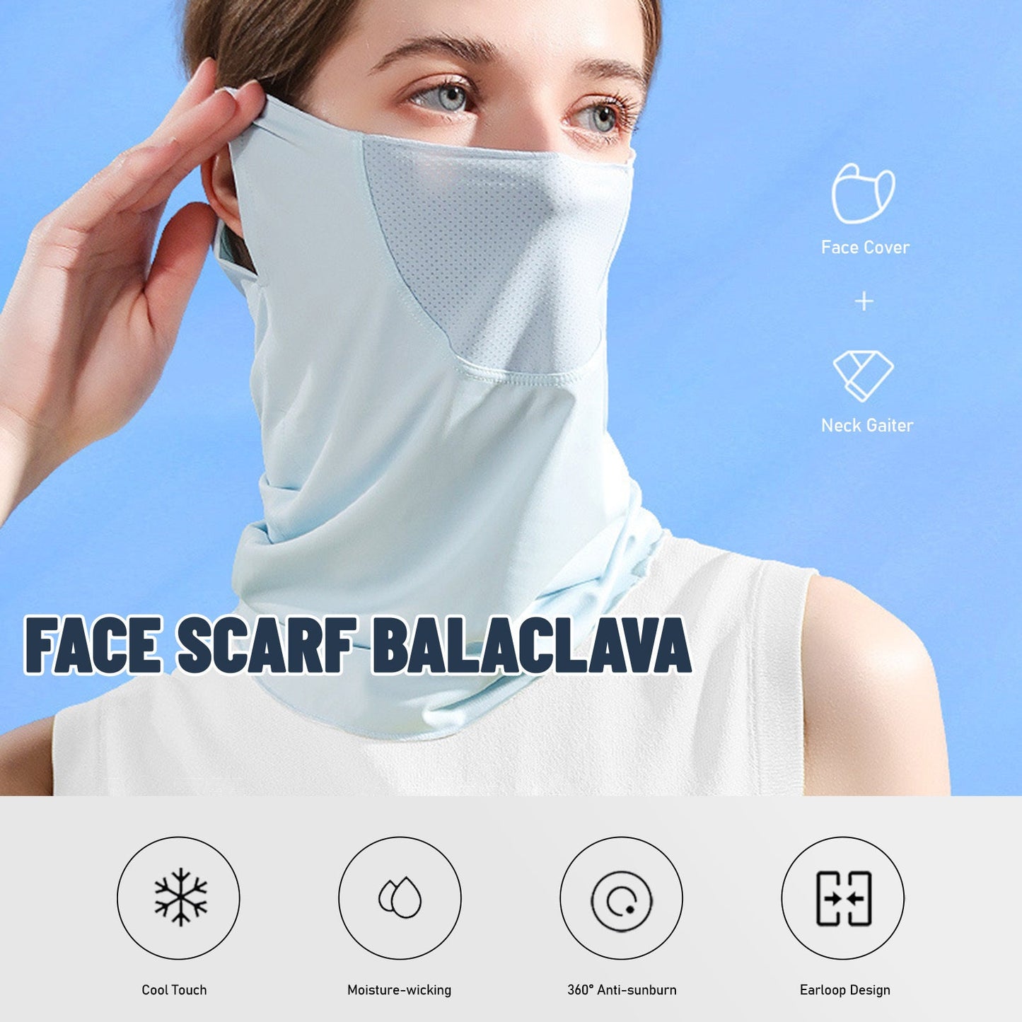 Summer Face Cover Face Scarf Balaclava UV Protction Earloop Neck Gaiter Breathable Outdoor Sports Women - Tech Tready