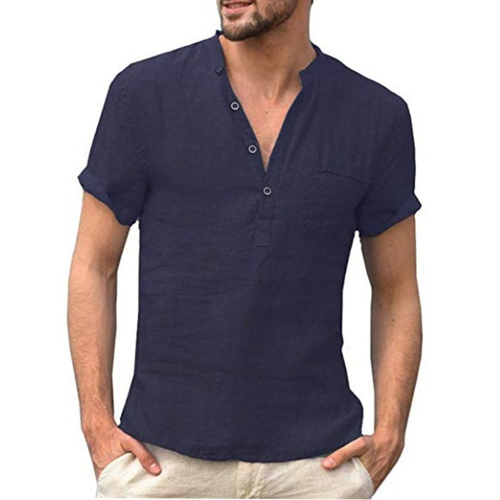 Summer New Men's Short - Sleeved T-shirt Cotton and Linen Led Casual Men's T-shirt Shirt Male Breathable S - 3XL - Tech Tready