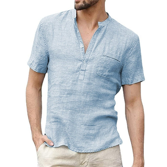 Summer New Men's Short - Sleeved T-shirt Cotton and Linen Led Casual Men's T-shirt Shirt Male Breathable S - 3XL - Tech Tready
