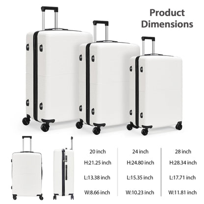 TSA Lock 3Pcs Luggage Set ABS Hardshell Travel Suitcase Luggage Bag With Silent Spinner Wheel 28 Inch Large Suitcase - FashionTech