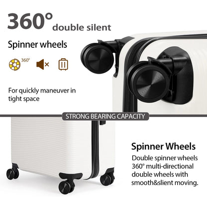 TSA Lock 3Pcs Luggage Set ABS Hardshell Travel Suitcase Luggage Bag With Silent Spinner Wheel 28 Inch Large Suitcase - FashionTech