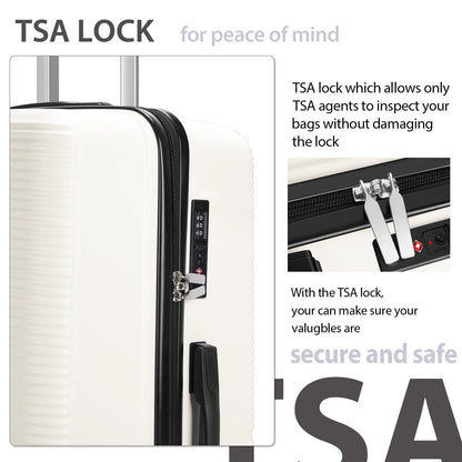 TSA Lock 3Pcs Luggage Set ABS Hardshell Travel Suitcase Luggage Bag With Silent Spinner Wheel 28 Inch Large Suitcase - FashionTech