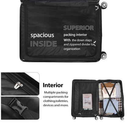 TSA Lock 3Pcs Luggage Set ABS Hardshell Travel Suitcase Luggage Bag With Silent Spinner Wheel 28 Inch Large Suitcase - FashionTech