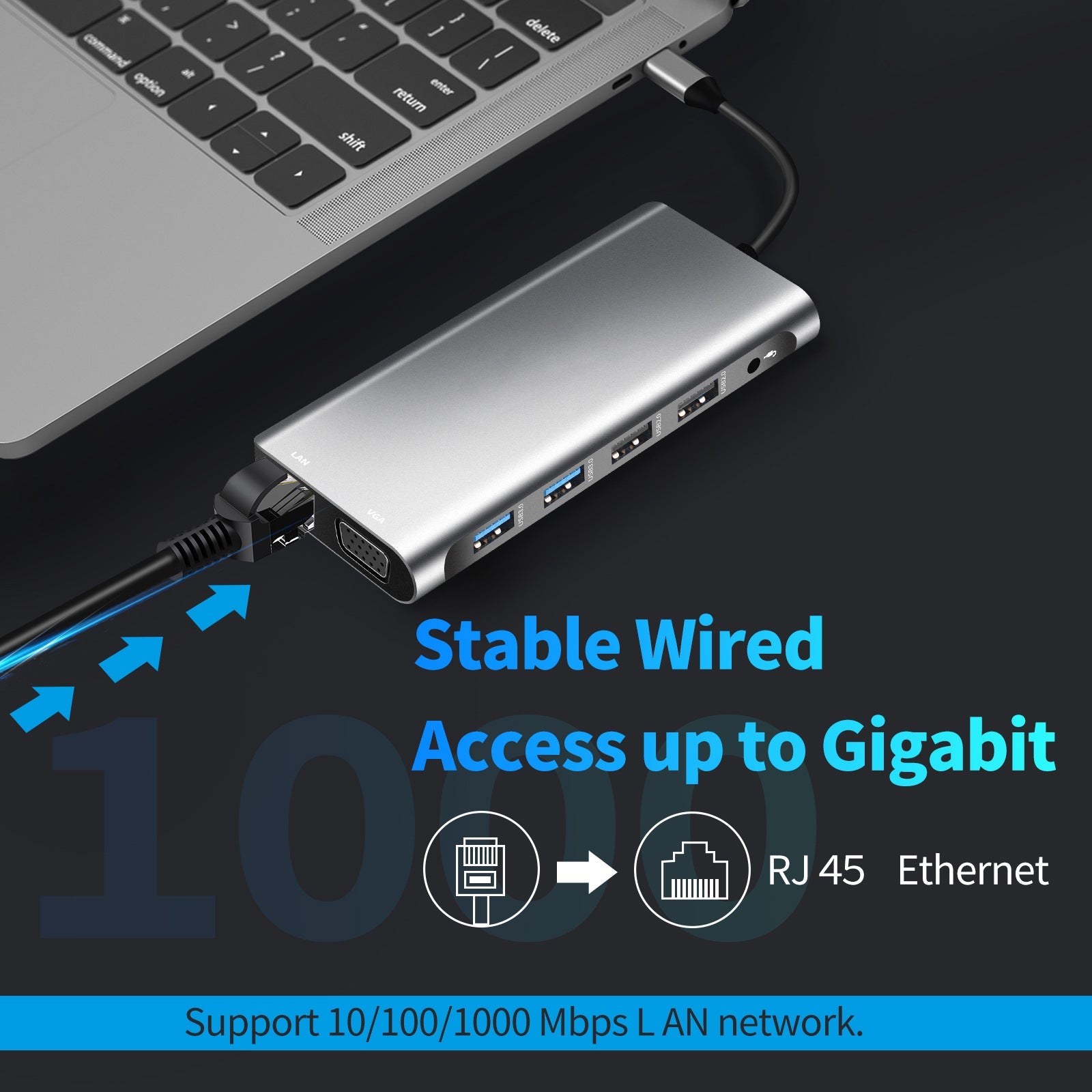 Type - C to Dual HDMI VGA Same Screen Dock 12 in 1 Notebook MacBook Converter USB HUB - FashionTech