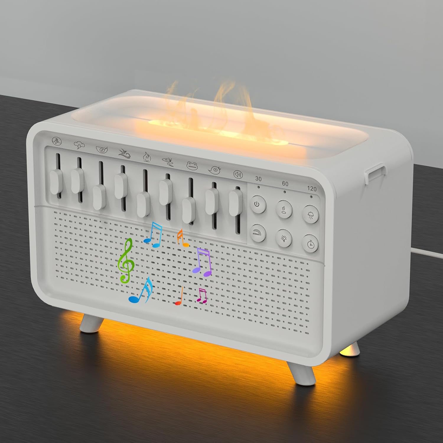 White noise sleep aid device Bluetooth speaker simulation flame aromatherapy humidifier small night light sleep aid white noise machine - Tech Tready
