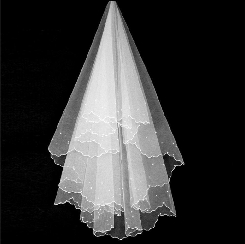 Wholesale Bride Wedding Veil Headwear M Beige Pearl Face Cover Elegant Veil - Tech Tready