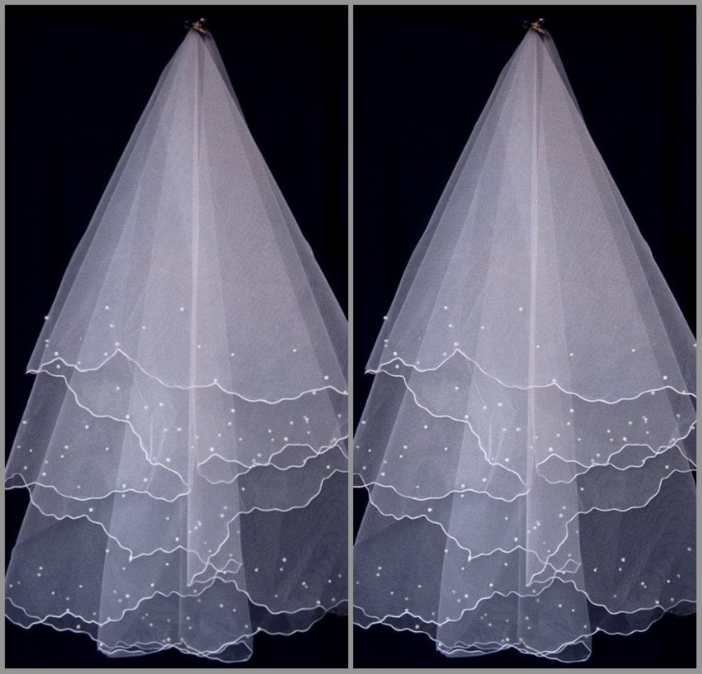 Wholesale Bride Wedding Veil Headwear M Beige Pearl Face Cover Elegant Veil - Tech Tready