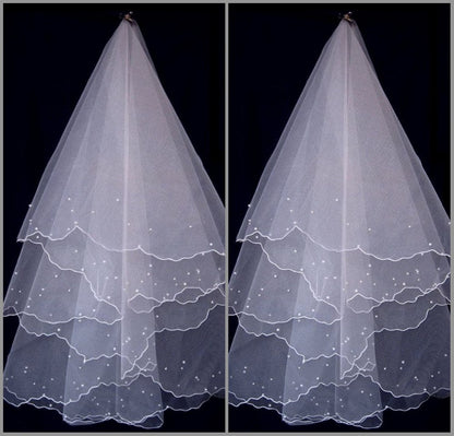Wholesale Bride Wedding Veil Headwear M Beige Pearl Face Cover Elegant Veil - Tech Tready