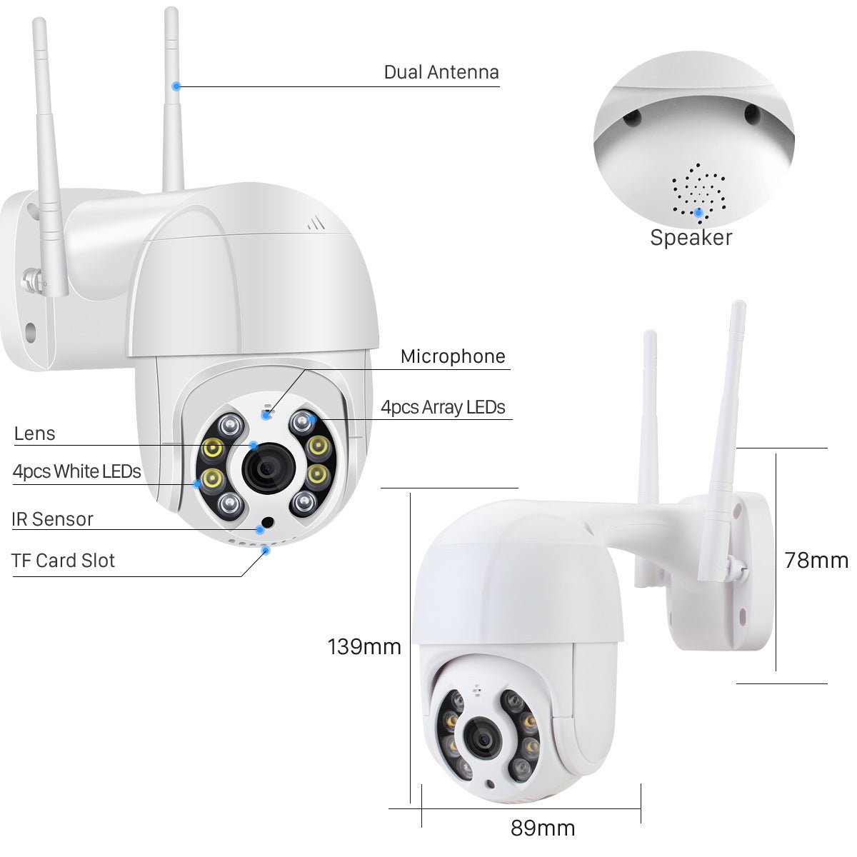Wireless WiFi Surveillance Camera Dual Light Source AI Smart - Tech Tready