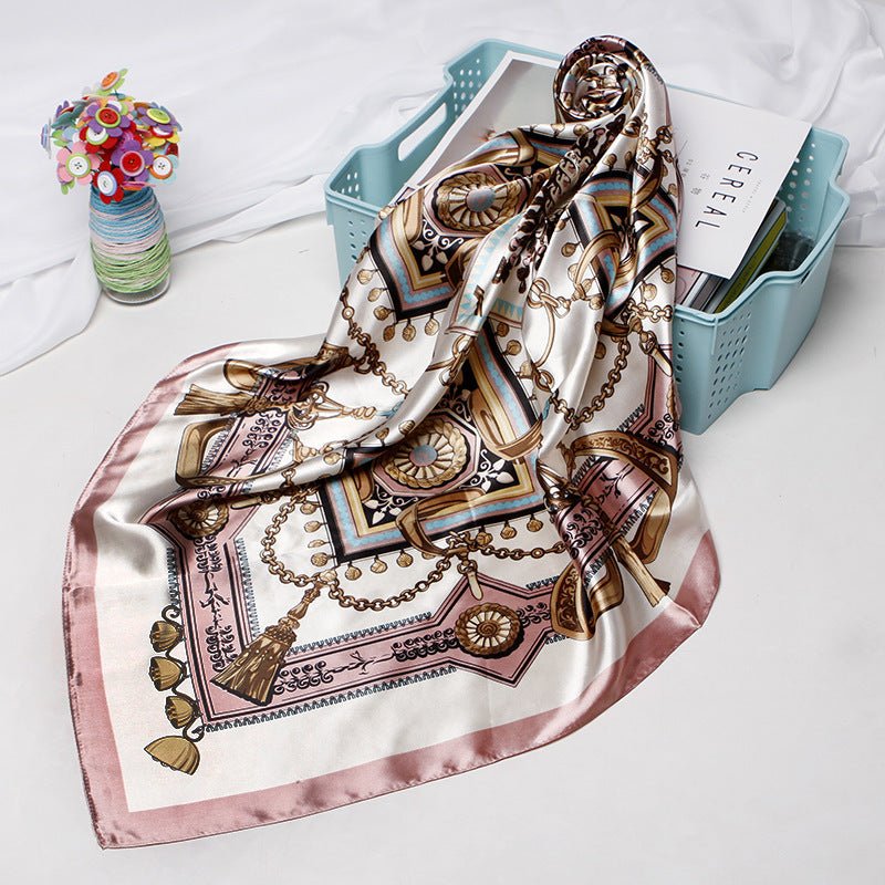 Women Fashion Bandana Scarf Printed Silk Satin Hair Scarf Bandana 90.90Cm Square Scarf Headband Ladies Scarf - Tech Tready