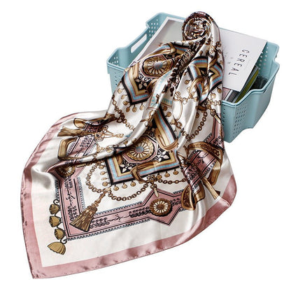 Women Fashion Bandana Scarf Printed Silk Satin Hair Scarf Bandana 90.90Cm Square Scarf Headband Ladies Scarf - Tech Tready