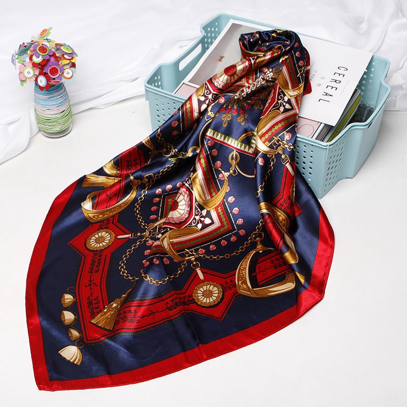 Women Fashion Bandana Scarf Printed Silk Satin Hair Scarf Bandana 90.90Cm Square Scarf Headband Ladies Scarf - Tech Tready