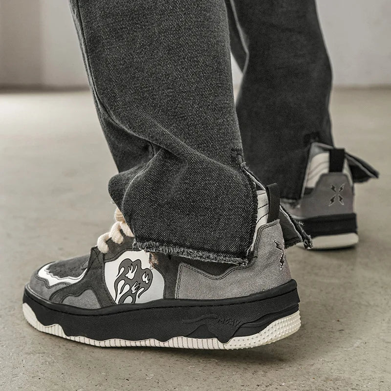 Women Shoes Men Retro Hip - hop Punk Goth Volcano Skateboard Shoes Fashion Sneakers Couple Students Outdoor Sports Casual Shoe - Tech Tready
