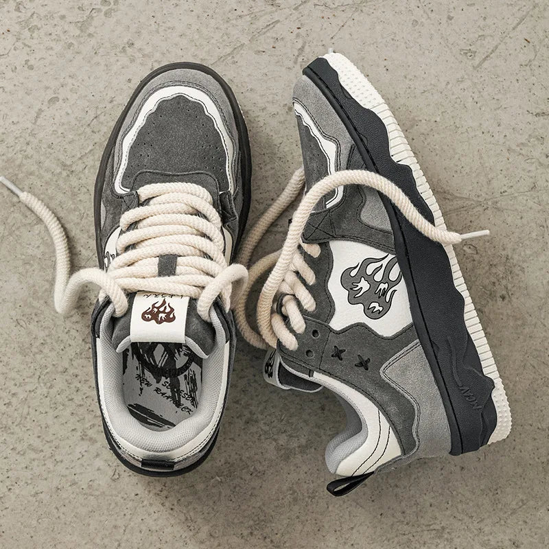 Women Shoes Men Retro Hip - hop Punk Goth Volcano Skateboard Shoes Fashion Sneakers Couple Students Outdoor Sports Casual Shoe - Tech Tready