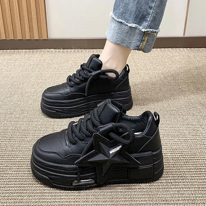 Women Sneakers Platform Casual Sports Shoes Personalized Star Design Vulcanized Shoes Outdoor Running Walking Shoe Female 35 - 40 - Tech Tready