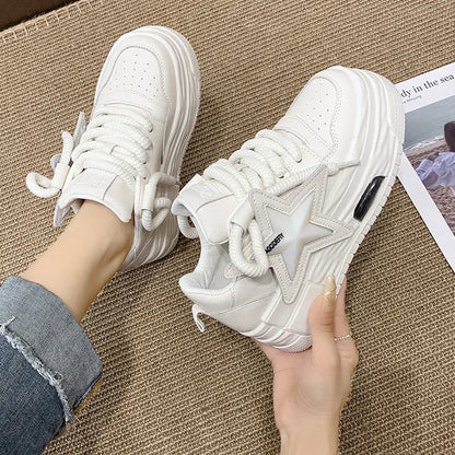 Women Sneakers Platform Casual Sports Shoes Personalized Star Design Vulcanized Shoes Outdoor Running Walking Shoe Female 35 - 40 - Tech Tready