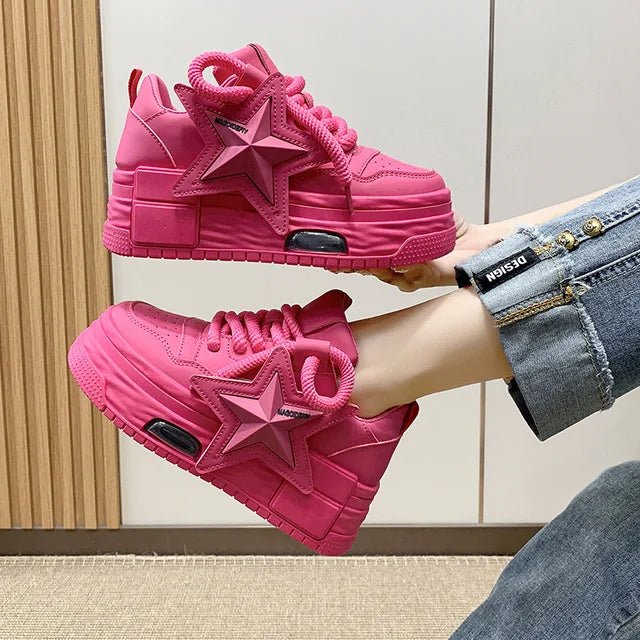 Women Sneakers Platform Casual Sports Shoes Personalized Star Design Vulcanized Shoes Outdoor Running Walking Shoe Female 35 - 40 - Tech Tready