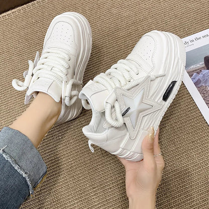 Women Sneakers Platform Casual Sports Shoes Personalized Star Design Vulcanized Shoes Outdoor Running Walking Shoe Female 35 - 40 - Tech Tready